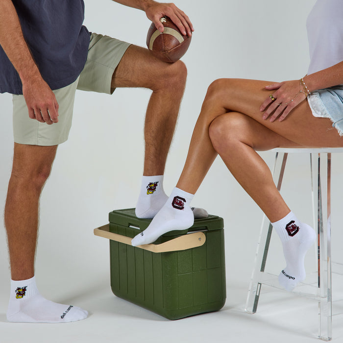 Paired studio shot of Del Campo South Carolina Pack golf socks
