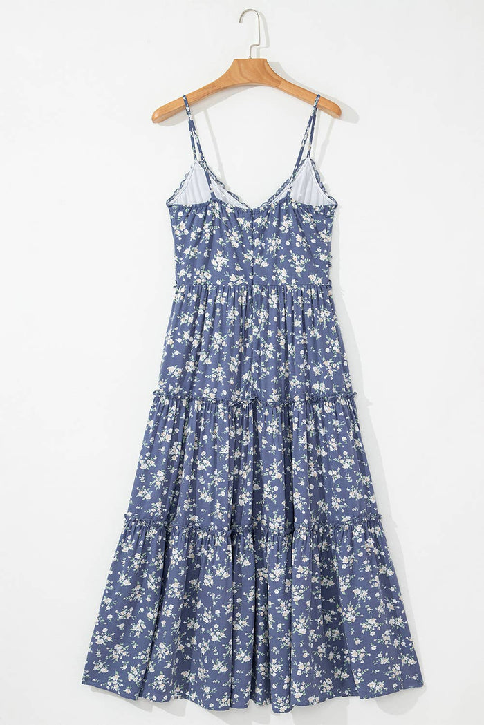 Spaghetti Strap Tiered Midi Dress
