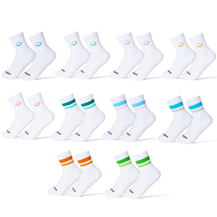 Del Campo Spring Smiley + Stripe Pack golf socks featuring all ten spring smiley and stripe designs