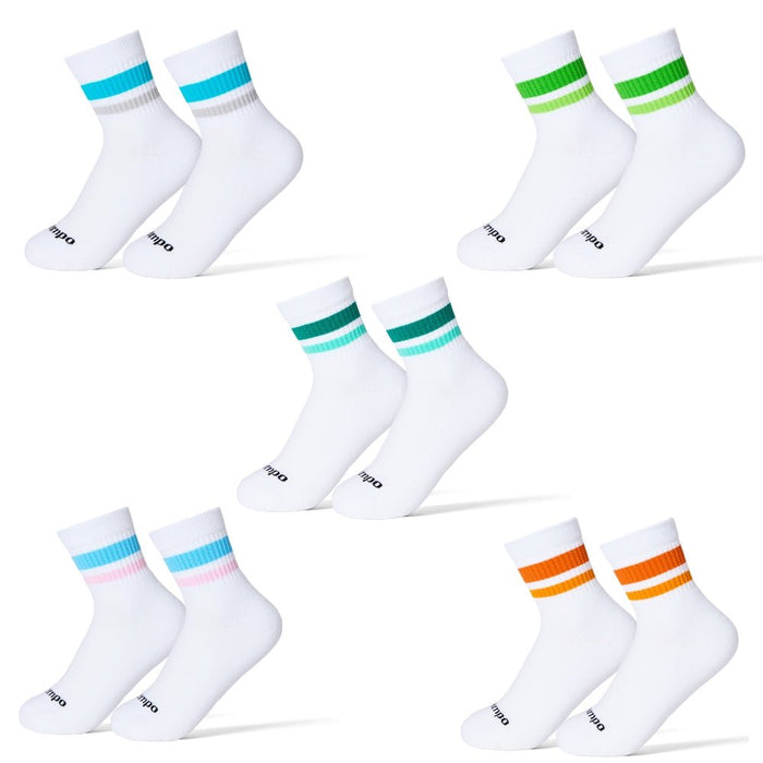 Del Campo Spring Stripe Pack golf socks featuring spring stripe designs: cotton candy, lime green, light orange, and blue/grey