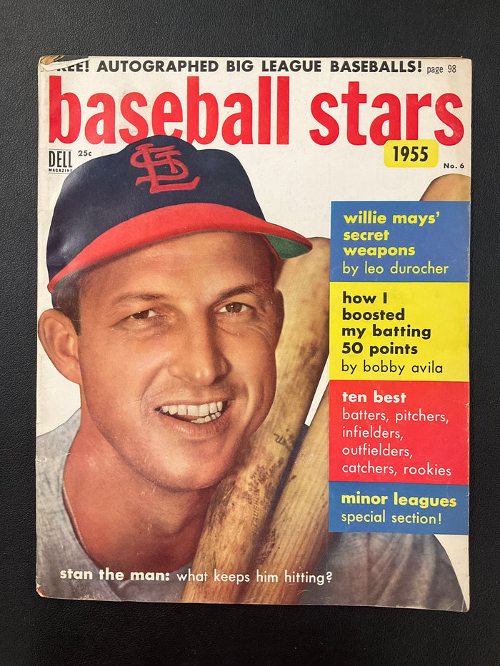 Stan "The Man" Musial on the cover Baseball Stars 1955 magazine St. Louis Cardinals HOF