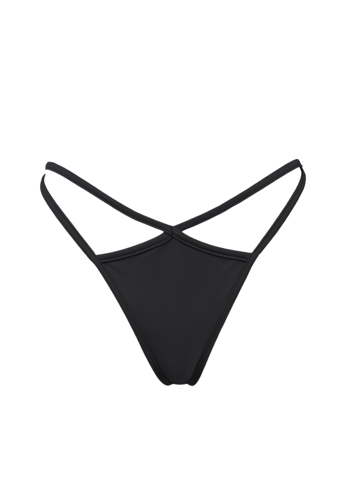 Strappy Swimwear Scrunch Back  Bikini Bottom / WIFI SWIM BLACK - EXES LINGERIE