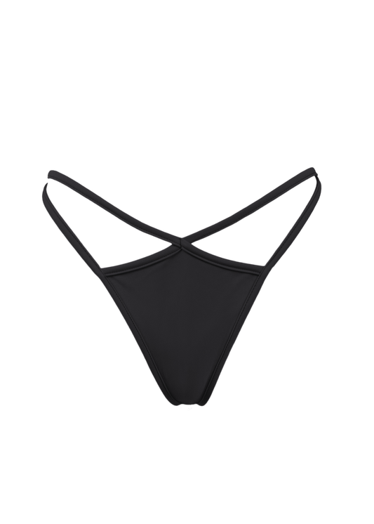 Strappy Swimwear Scrunch Back  Bikini Bottom / WIFI SWIM BLACK - EXES LINGERIE