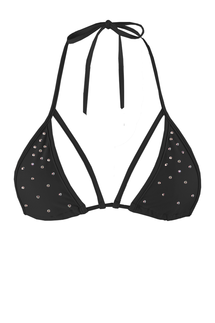 STRAPPY TRIANGLE SWIM Bikini Top  / BLACK - EXES LINGERIE