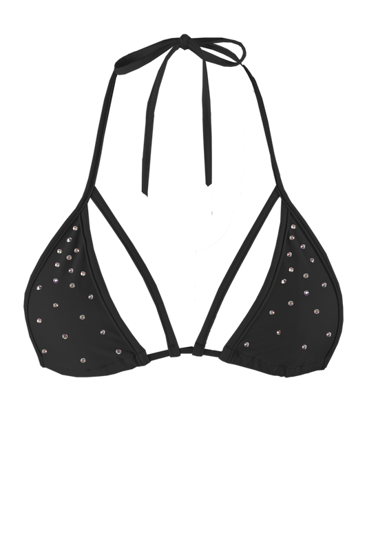 STRAPPY TRIANGLE SWIM Bikini Top  / BLACK - EXES LINGERIE