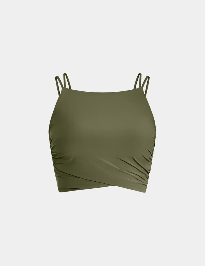 | Front view of model highlighting the coverage and fit | Olive