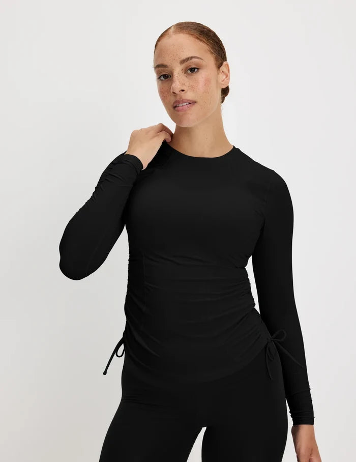 | Front view of model highlighting the coverage and fit | Black