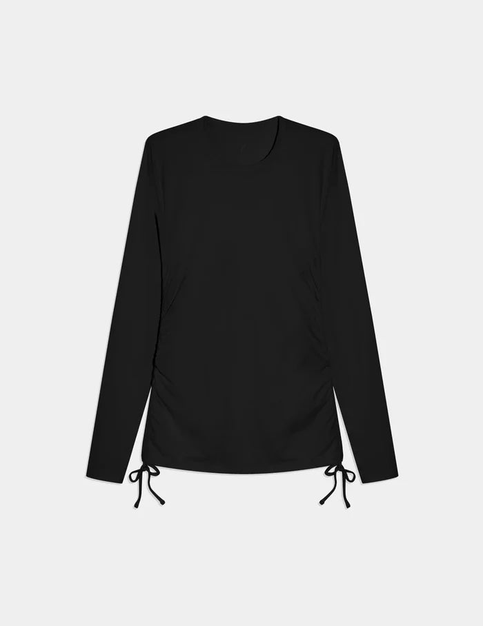 | Front view of model highlighting the coverage and fit | Black