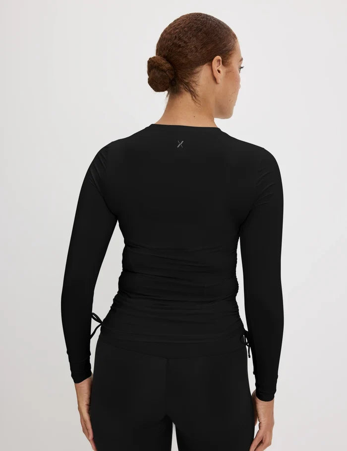 | Front view of model highlighting the coverage and fit | Black