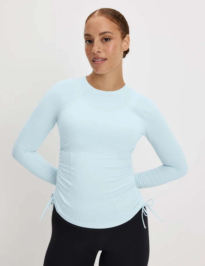 | Front view of model highlighting the coverage and fit | Blue Light