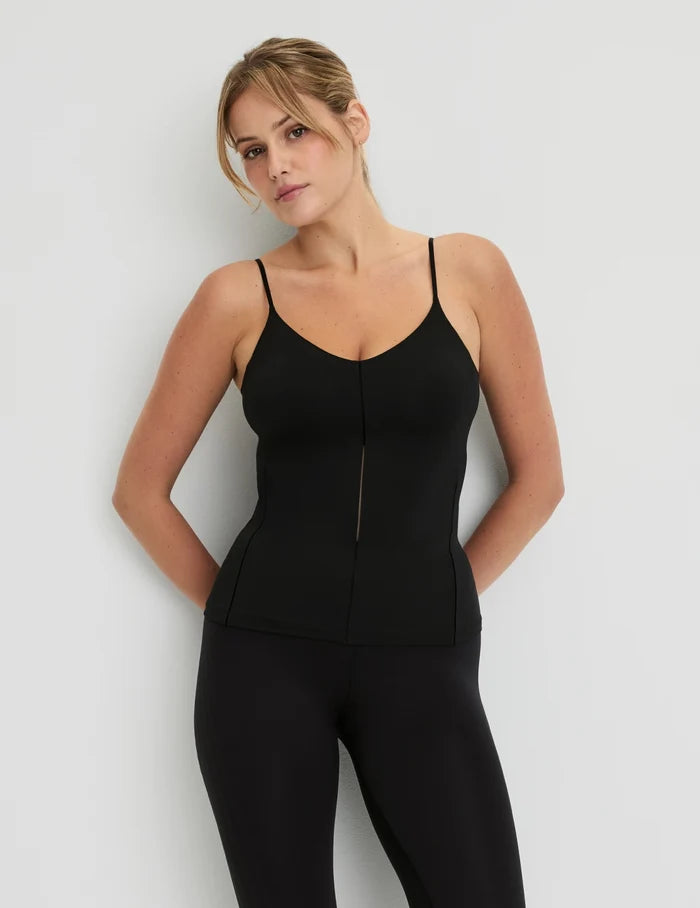 | Front view of model highlighting the coverage and fit | Black