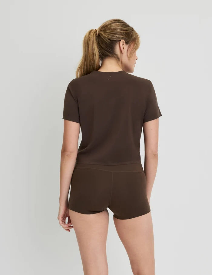 | Front view of model highlighting the coverage and fit | Espresso