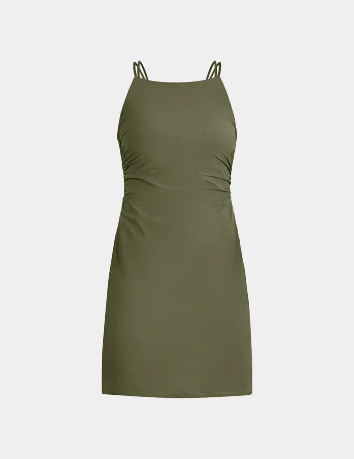 | Front view of model highlighting the coverage and fit | Olive