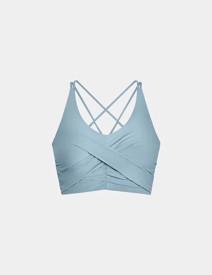 | Front view of model highlighting the coverage and fit  | Blue Mist