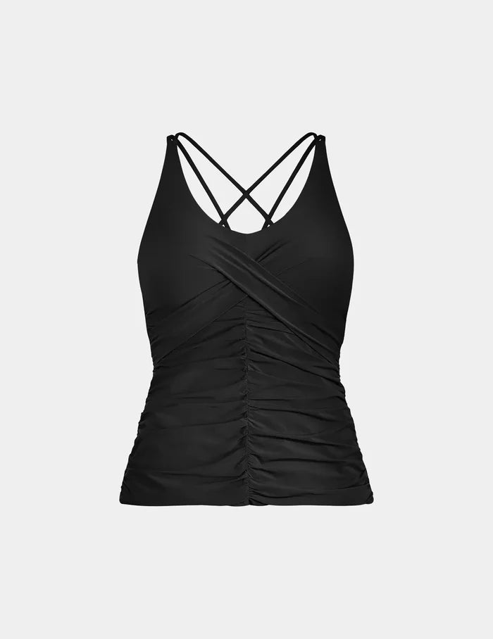 | Front view of model highlighting the coverage and fit | Black
