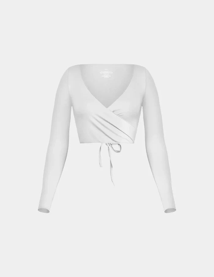 | Front view of model highlighting the coverage and fit | White