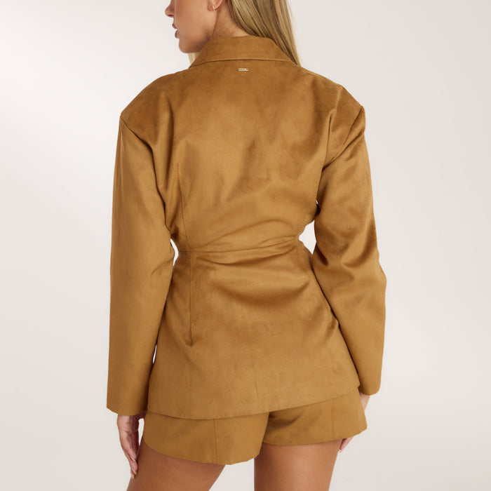 Suedette Blazer - Tan