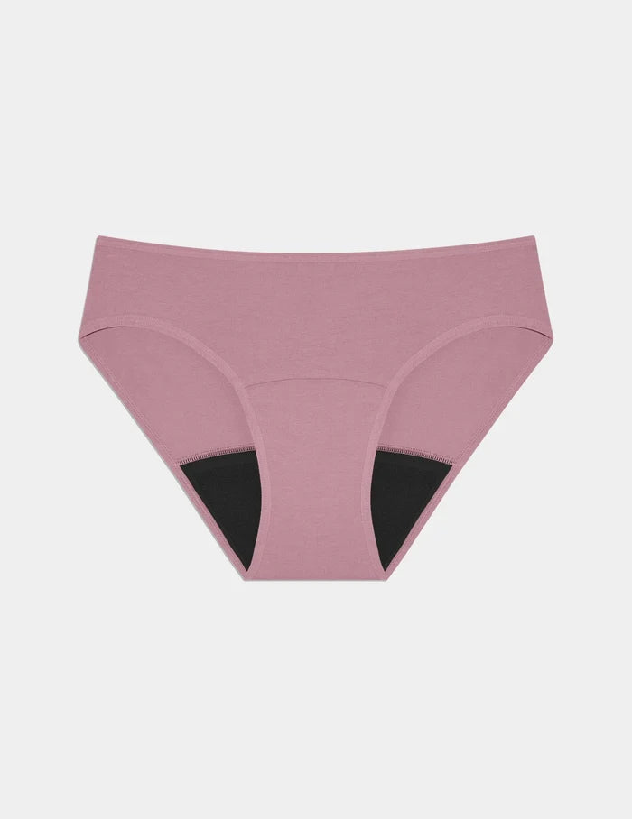 | Super Leakproof® Cotton Bikini shown front-facing against a light gray background | Dusty Pink