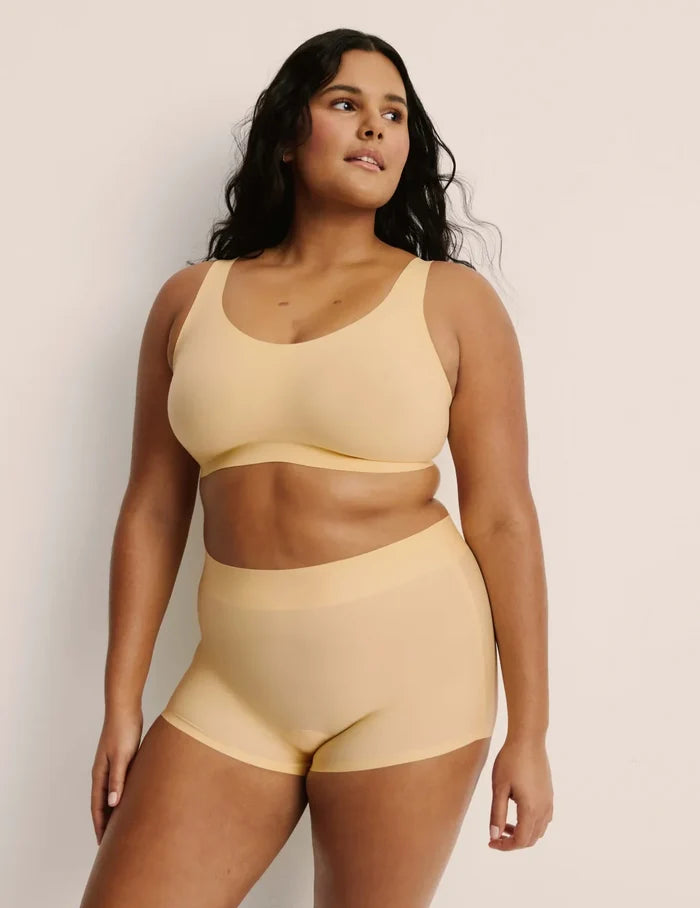 | Front view of model highlighting the coverage and fit | Buttercup