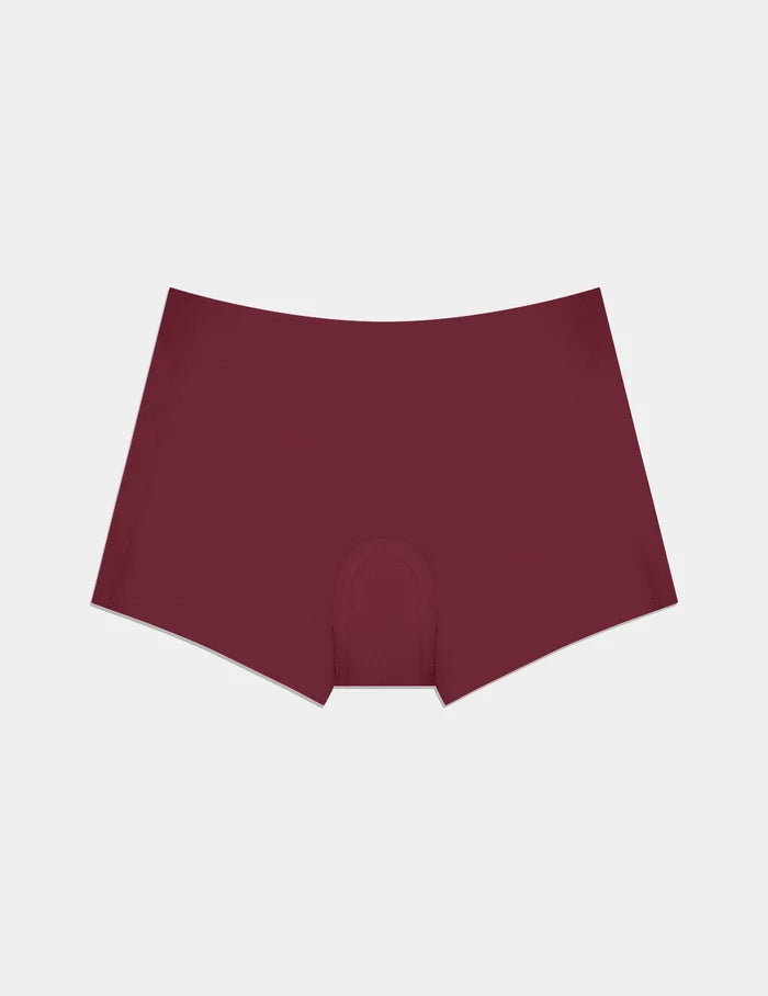 | Super Leakproof® Dream Short™ shown front-facing against a light gray background | Dark Cherry