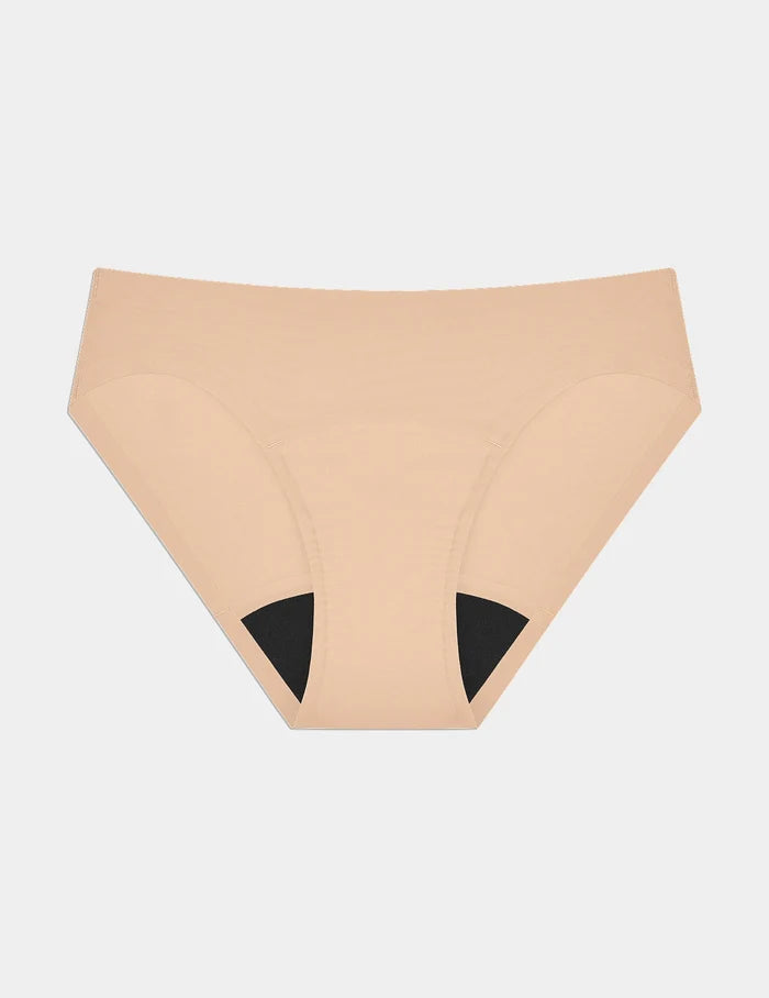 | Super Leakproof® No-Show Bikini shown front-facing against a light gray background | Warm Sand