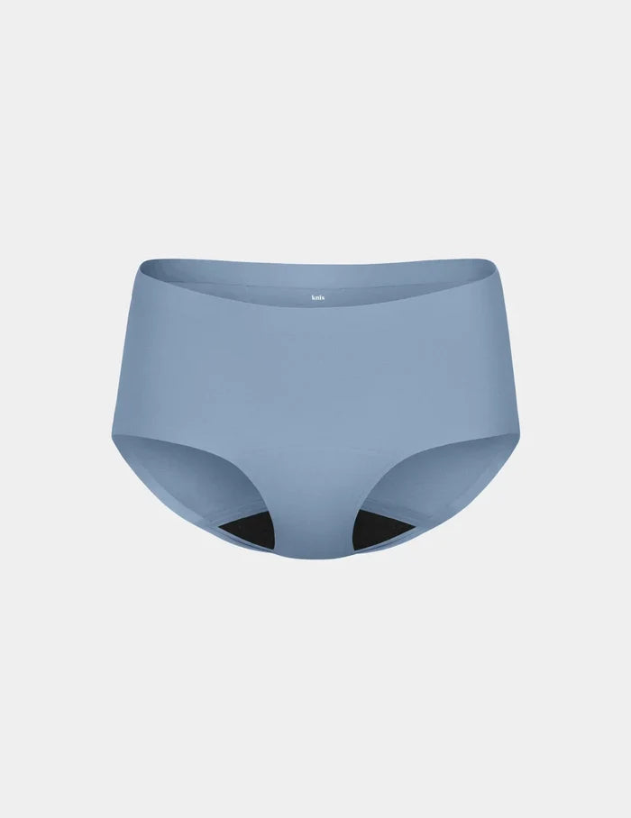 | Front view of model highlighting the coverage and fit | Chambray
