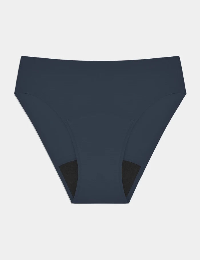 | Super Leakproof® No-Show French Cut shown front-facing against a light gray background | Twilight Navy