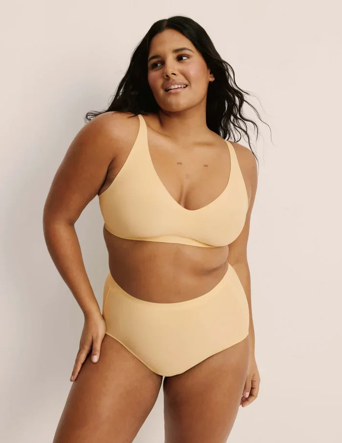 | Front view of model highlighting the coverage and fit | Buttercup