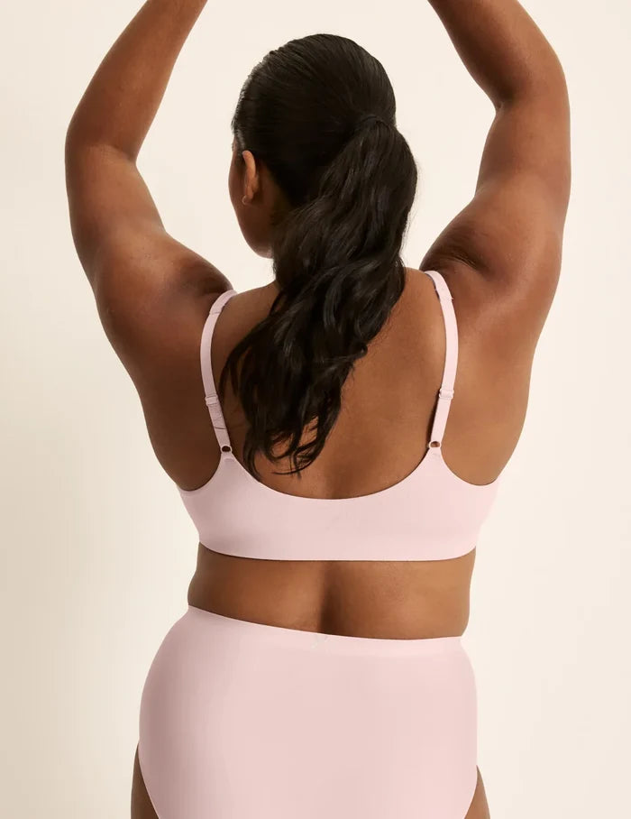 | Back view of model wearing the SweetDreams Nursing Bra, highlighting the neckline, strap design, and silhouette | Rose Water