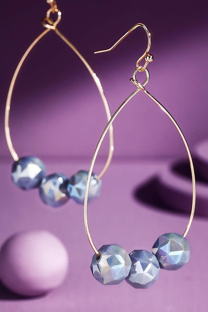 Teardrop Earring Gray Beads