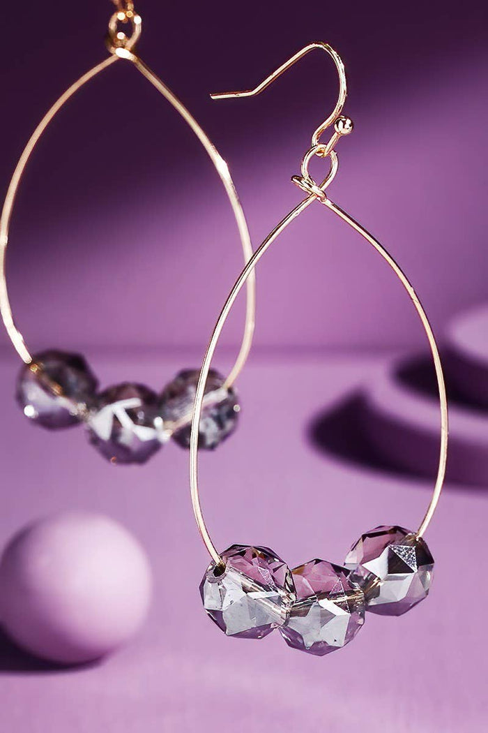 Teardrop Earring Gray Beads