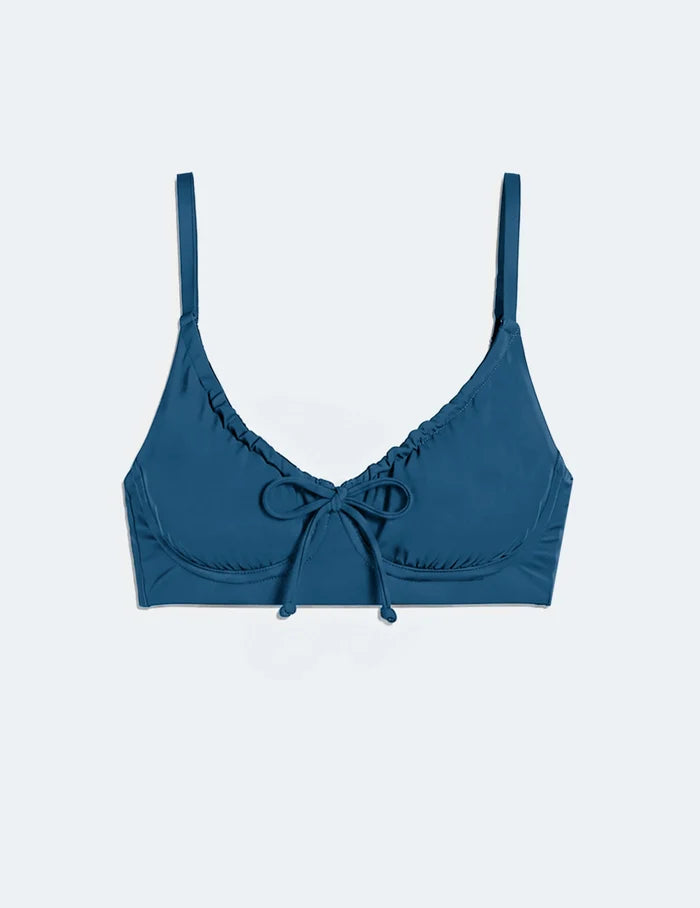 | Teen Front Tie Bikini Top shown front-facing against a light gray background | Blue Coast