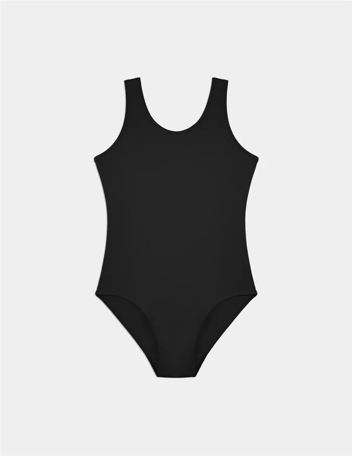 | Teen Leakproof Leotard shown front-facing against a light gray background | Black