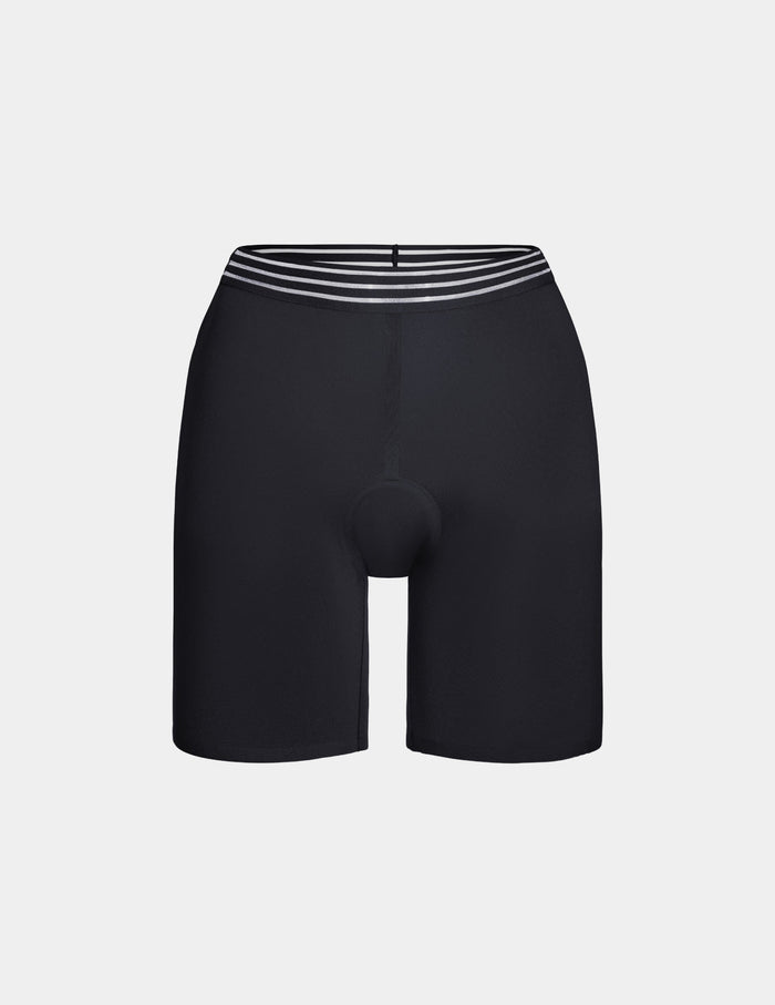 | Teen Leakproof Luxe Modal Sleep Boxer shown front-facing against a light gray background | Black
