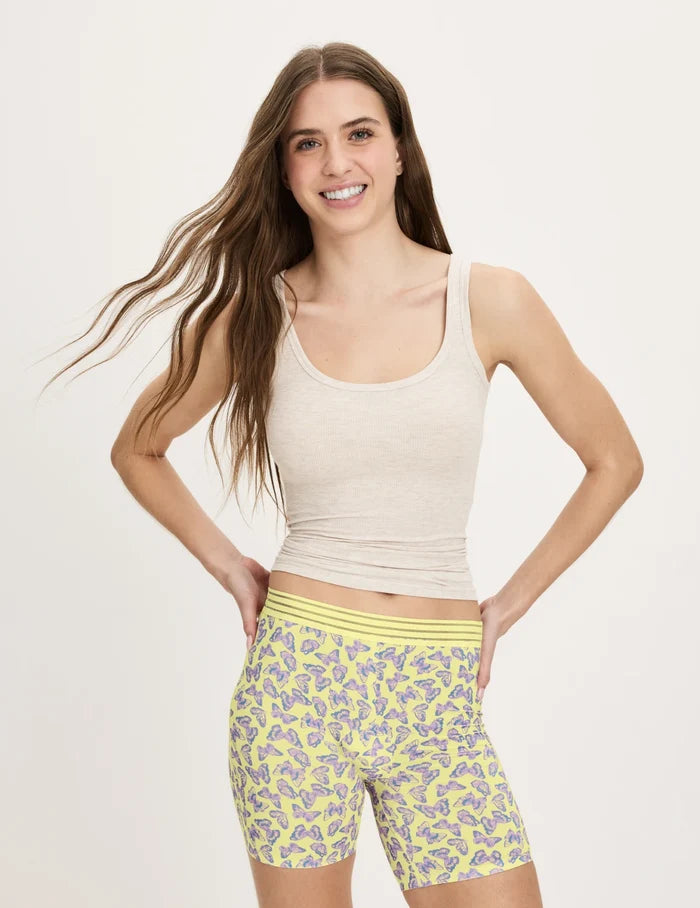 | Front view of model wearing the Teen Leakproof Luxe Modal Sleep Boxer highlighting the coverage and smooth fit | Pastel Wings