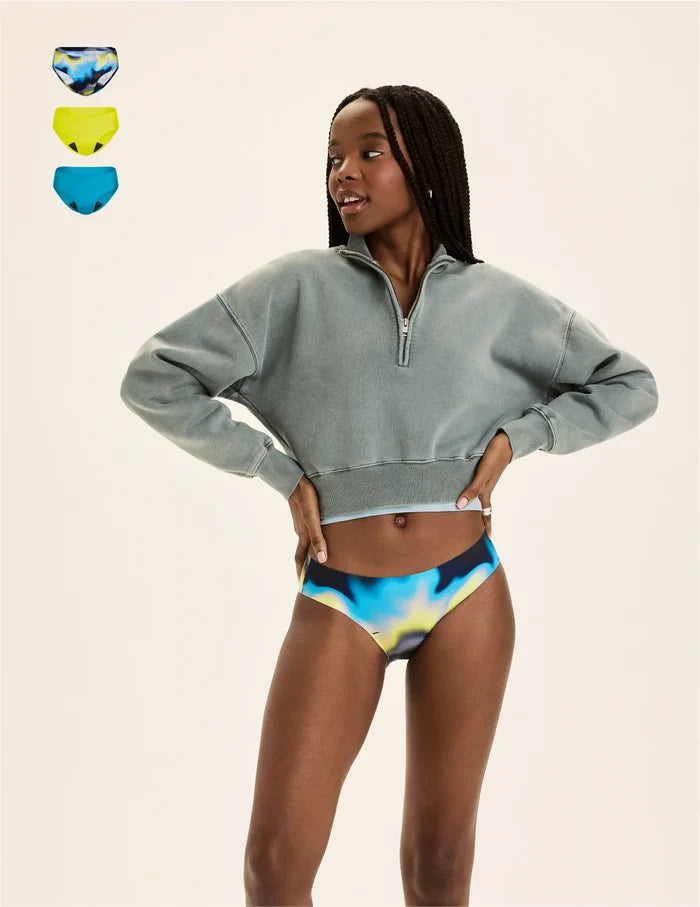 | Front view of model wearing the Teen Leakproof UltraThin No-Show Bikini highlighting the coverage and smooth fit | Energize/Marina/Highlight
