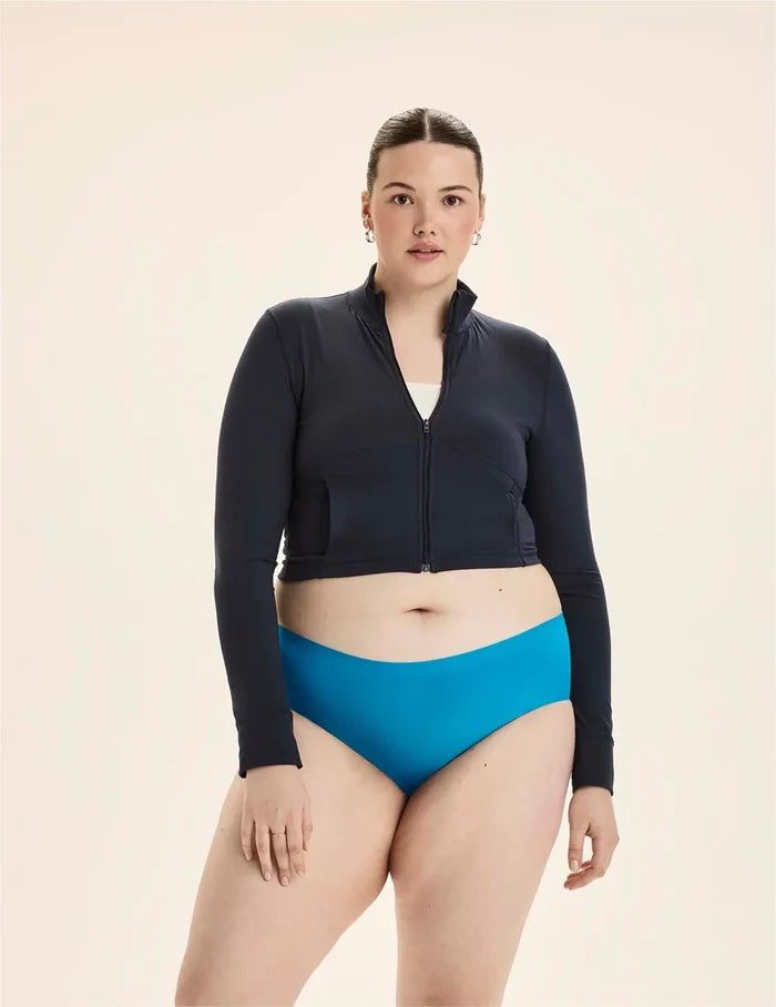 | Front view of model wearing the Teen Leakproof UltraThin No-Show Boyshort highlighting the coverage and smooth fit | Marina