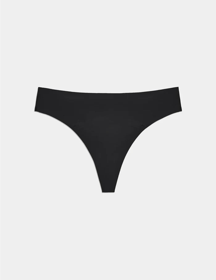 | Teen Leakproof UltraThin No-Show Thong shown front-facing against a light gray background | Black