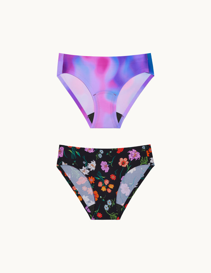 | Front view of model highlighting the coverage and fit | Night Glow/Botanical