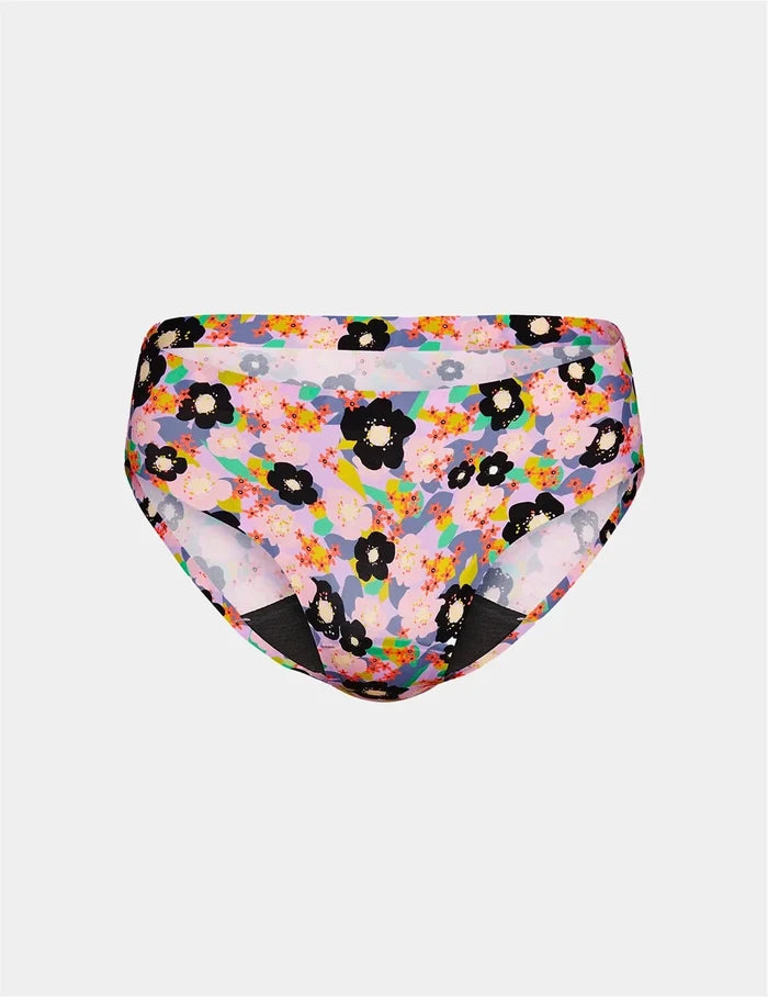 | Teen Light Leakproof No-Show Bikini shown front-facing against a light gray background | Electric Orchid