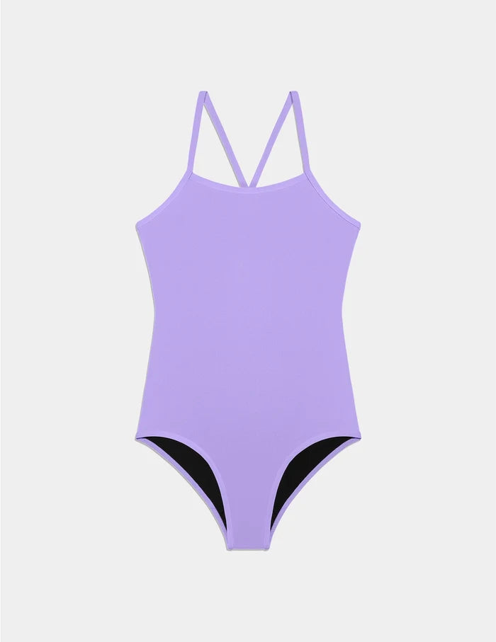 | Teen Period Swim Freestyle One-Piece shown front-facing against a light gray background | Lavender Mist