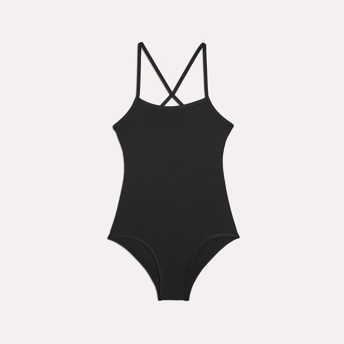 | Teen Period Swim Freestyle One-Piece shown front-facing against a light gray background | Black