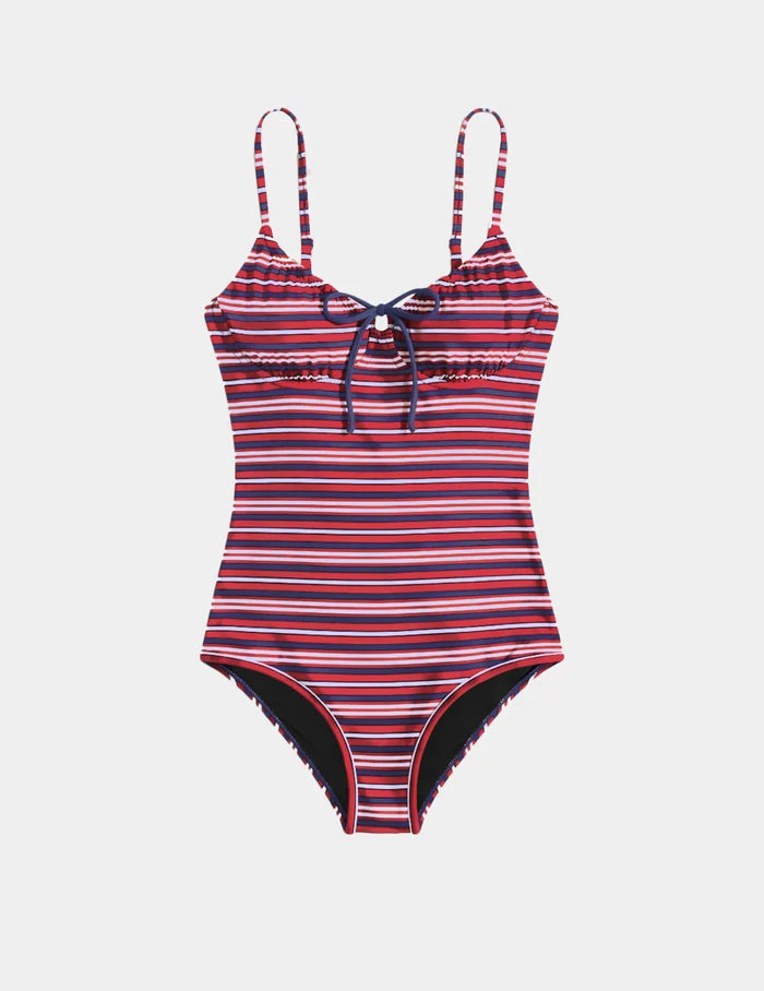 | Teen Period Swim Front Tie One Piece shown front-facing against a light gray background | Sailor
