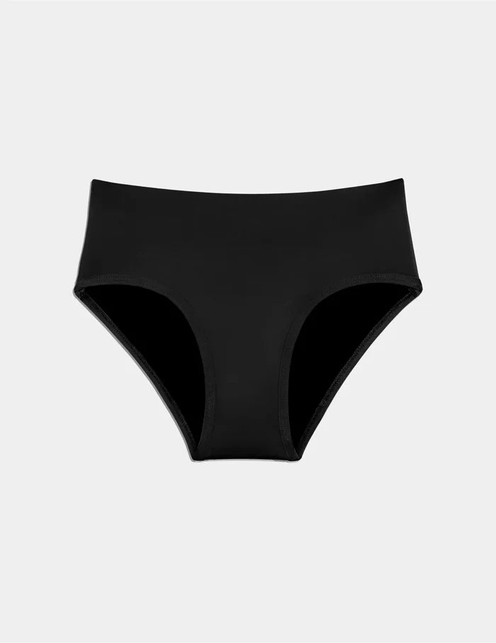 | Teen Period Swim Full-Coverage Bikini Bottom shown front-facing against a light gray background | Black