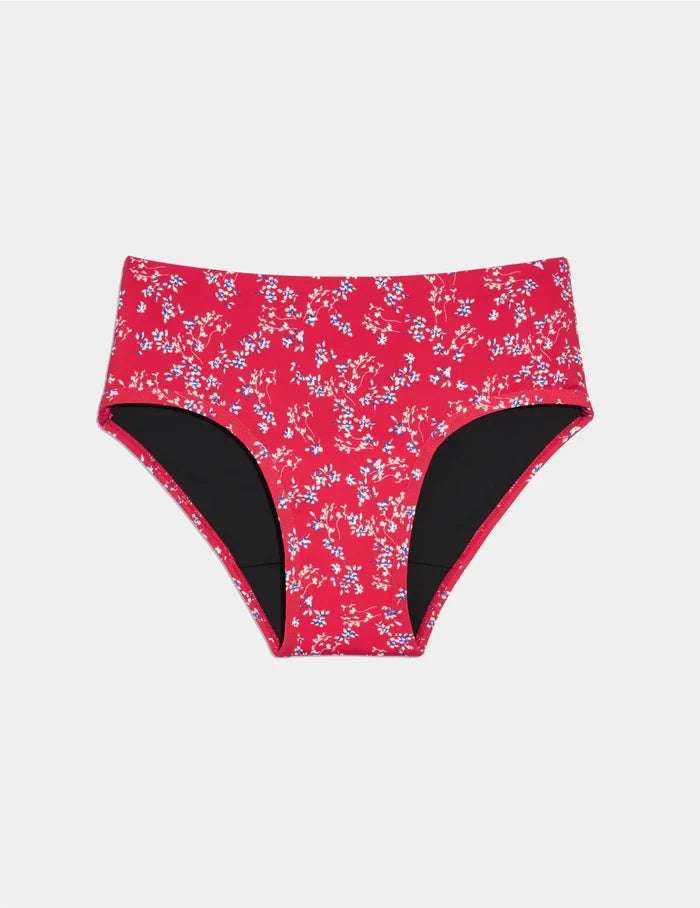 | Teen Period Swim Full-Coverage Bikini Bottom shown front-facing against a light gray background | Poppy Petal