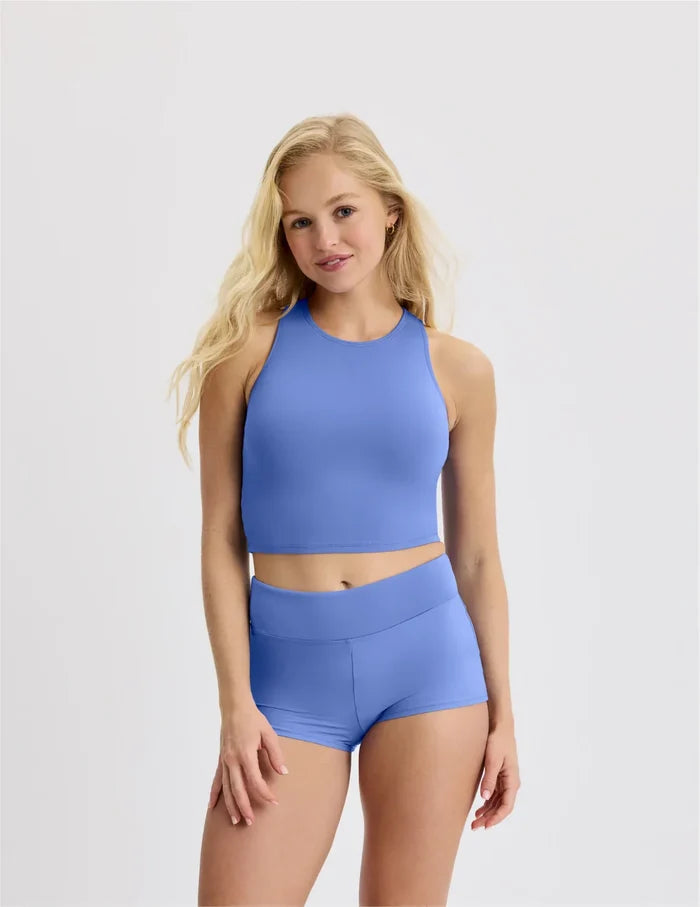 | Front view of model wearing the Teen Period Swim Short highlighting the coverage and fit | Wave Pool