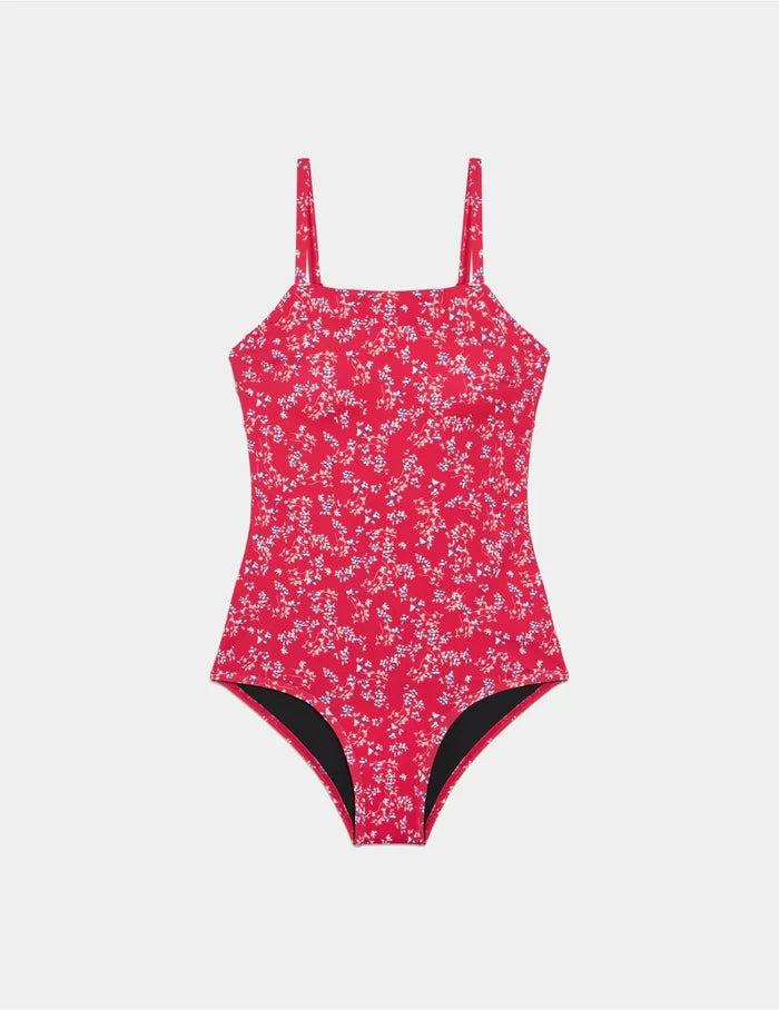 | Teen Period Swim Square Neck One-Piece shown front-facing against a light gray background | Poppy Petal