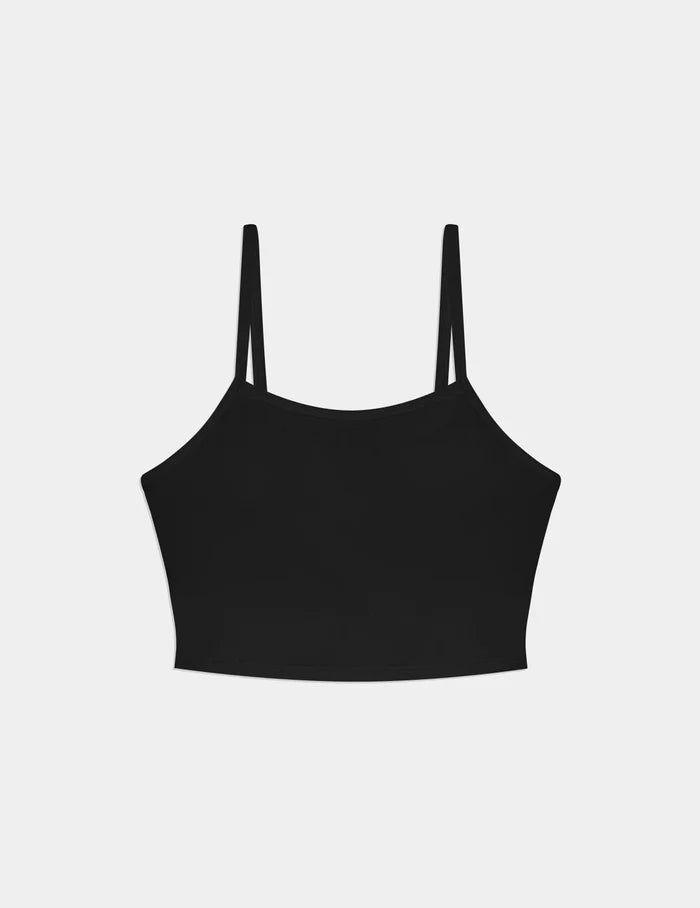 | Teen Scoop Tankini Top shown front-facing against a light gray background | Black