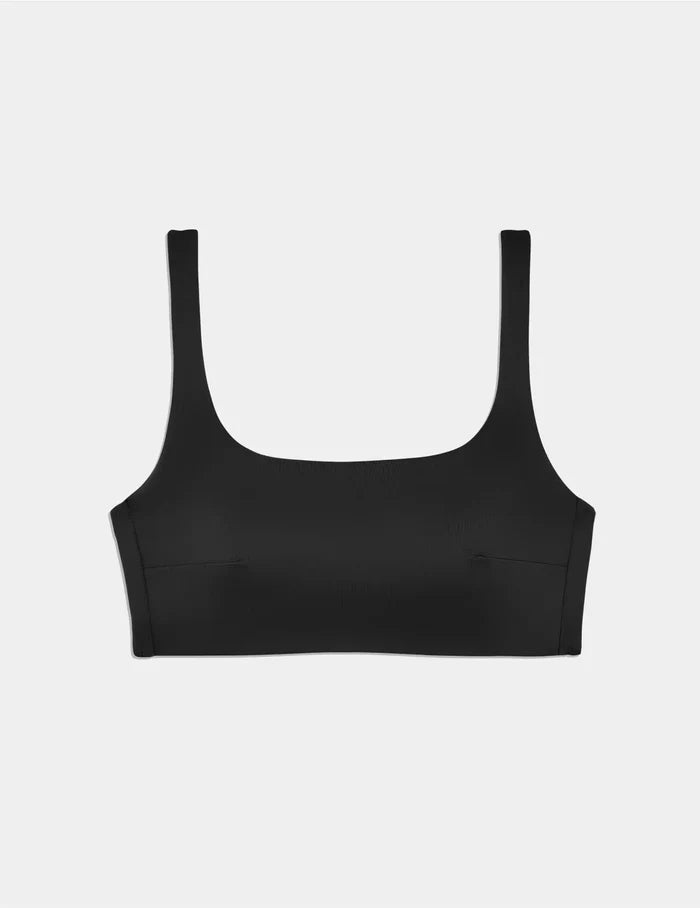 | Teen Square Neck Scoop Bikini Top shown front-facing against a light gray background | Black