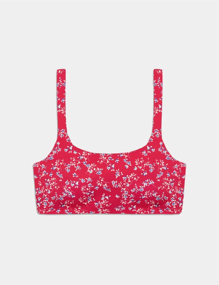 | Teen Square Neck Scoop Bikini Top shown front-facing against a light gray background | Poppy Petal